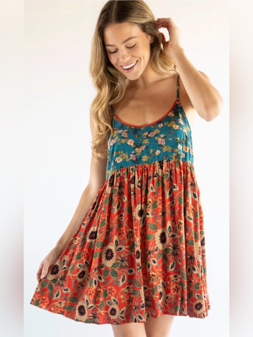 Natural Life Gigi Floral Boho Mini Dress Size M EUC